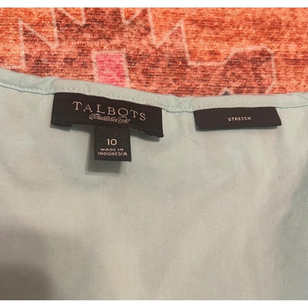 Talbots sz 10 ruffle sleeveless preppy cotton stretch top mint pastel green - Picture 3 of 11